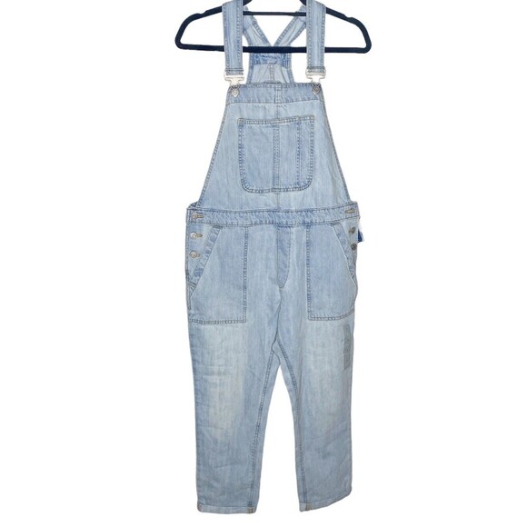 Gap Denim Bib Overalls Womens Sz Small Jean Loose Baggy Light Wash Ankle - Picture 2 of 12